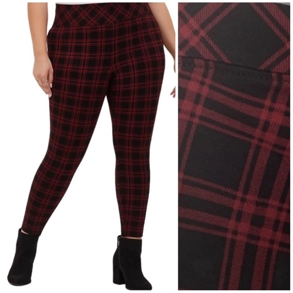 Torrid Red and Black Plaid Skinny Pants